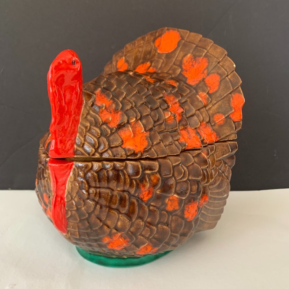 VTG Art Studio Ceramic Turkey Cookie Jar Fall Autumn Thanksgiving Decor w/Lid